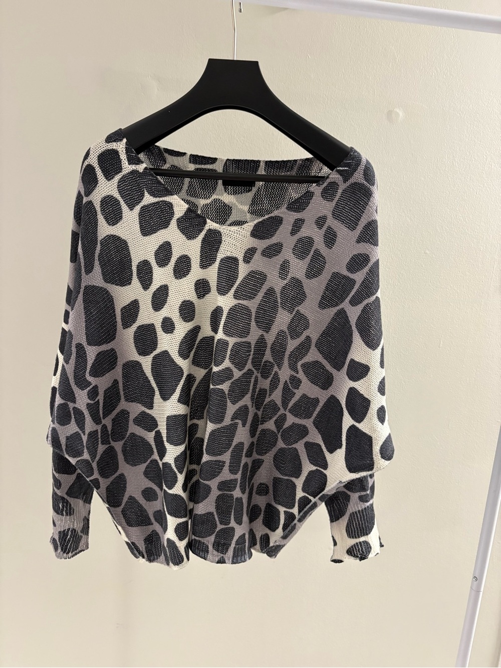 Black & White Animal-Print Oversized Women's Sweater